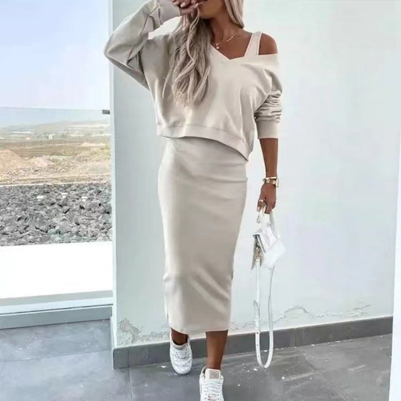 New for 2025 – 50% OFF! Chic 2-Piece Set: Sleeveless Dress + Loose V-Neck Pullover